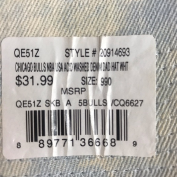 Chicago Bulls Hat Mitchell And Ness Adjustable Baseball Cap NBA Acid Wash Denim - Picture 5 of 13